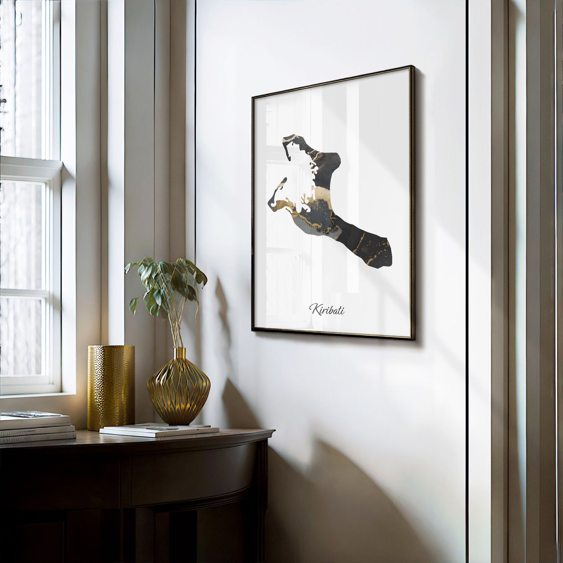 Kiribati Black and Gold Marble Country Map Elegant Decor Poster - Image 3
