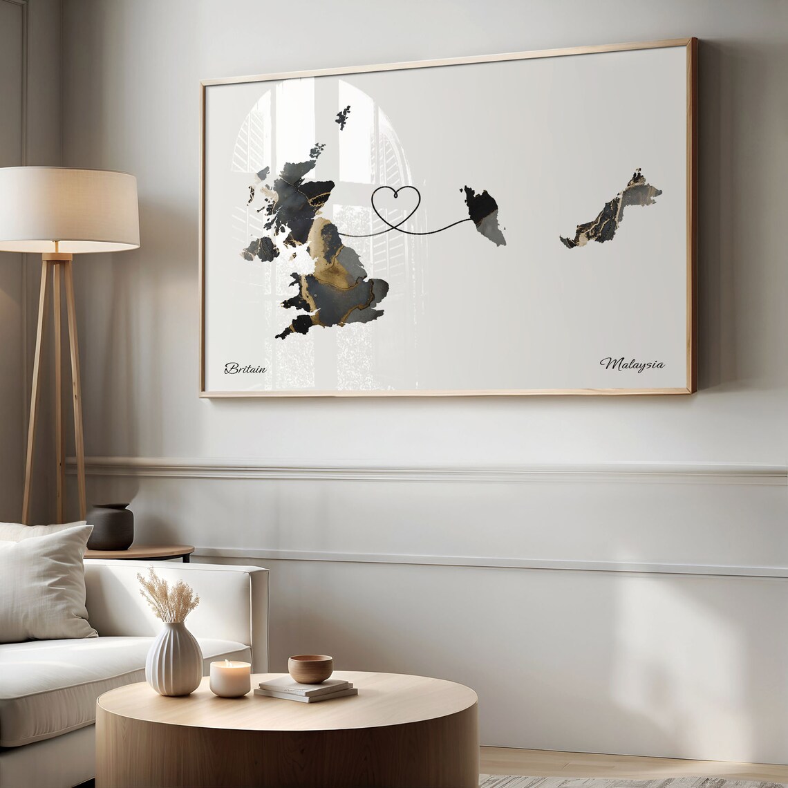Britain To Malaysia Map Poster, Travel Print - Image 2