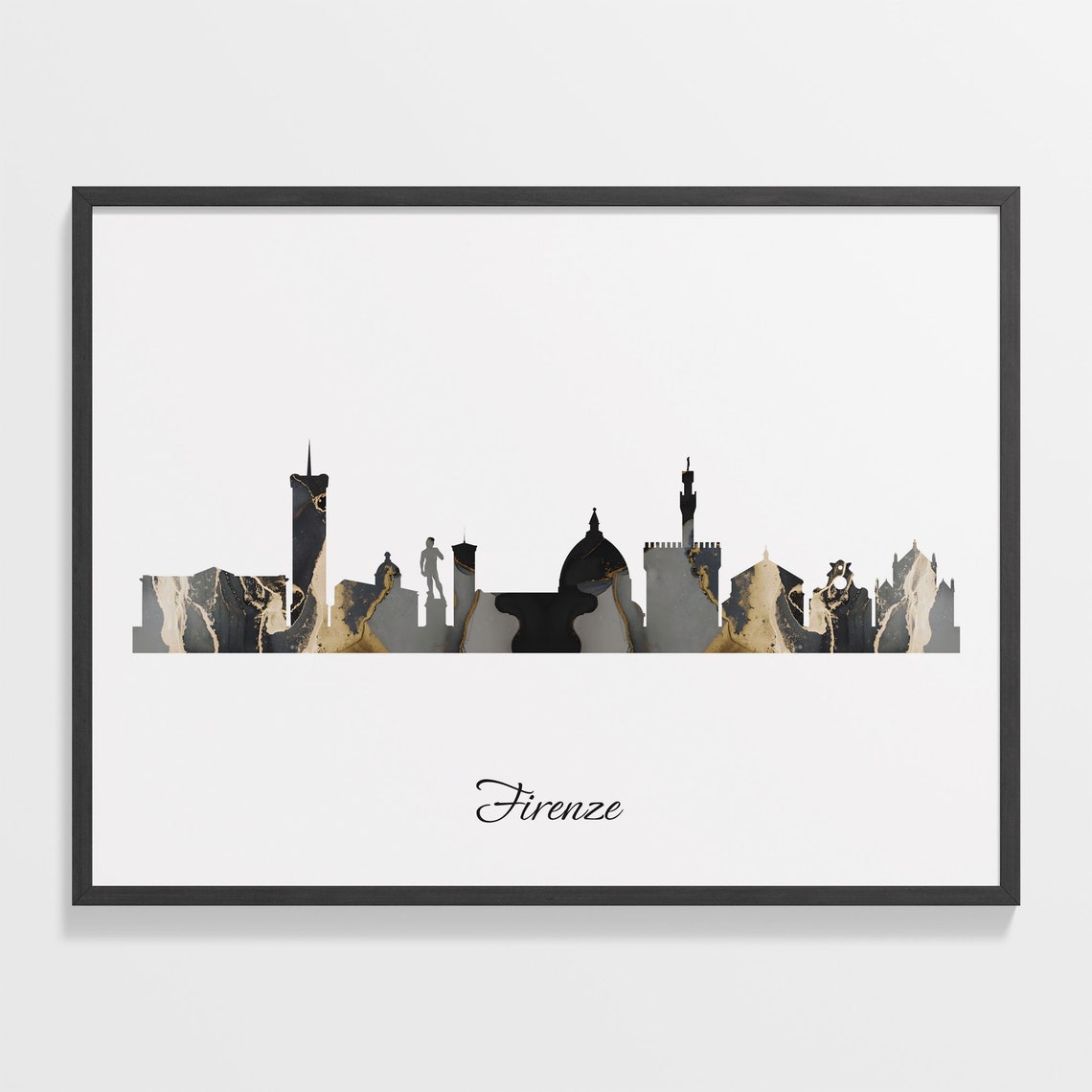 Firenze Black Marble Skyline Duomo Poster Modern Cityscape Art