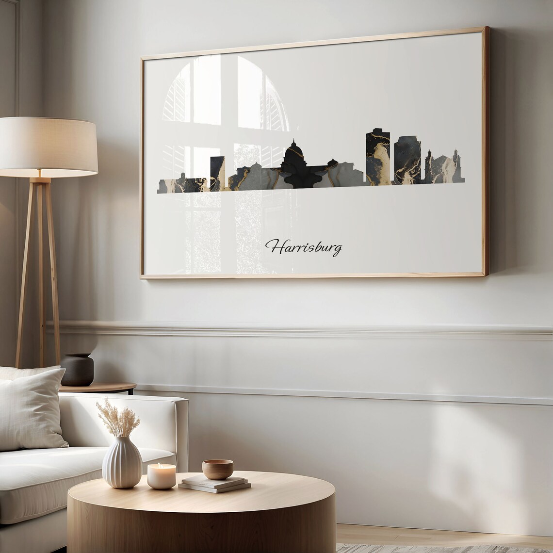 Harrisburg Skyline Print, Marble Cityscape Art Print - Image 2
