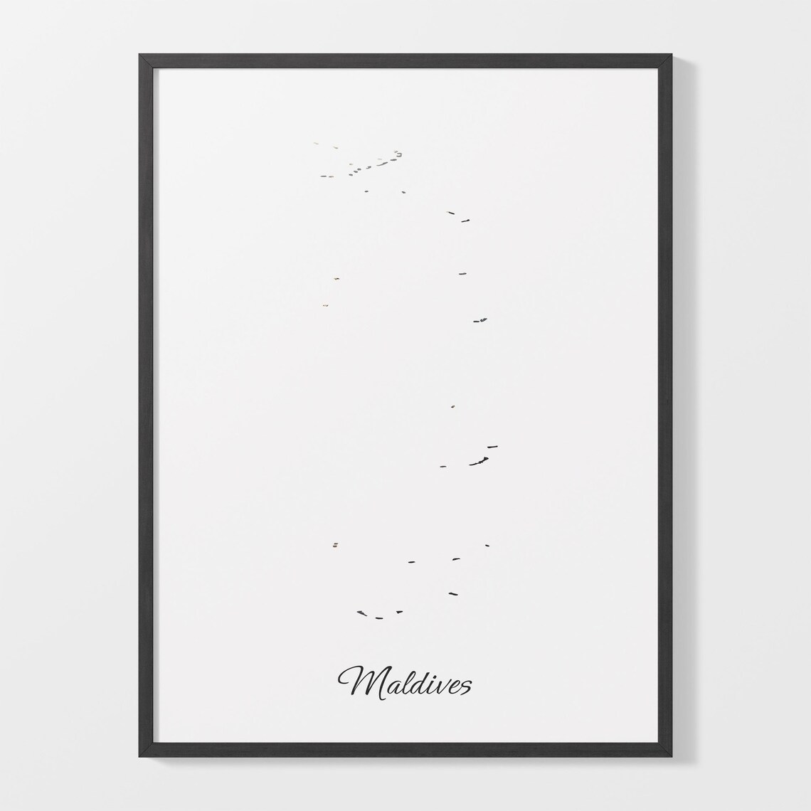 Maldives Black and Gold Marble Country Map Silhouette Minimalist Poster