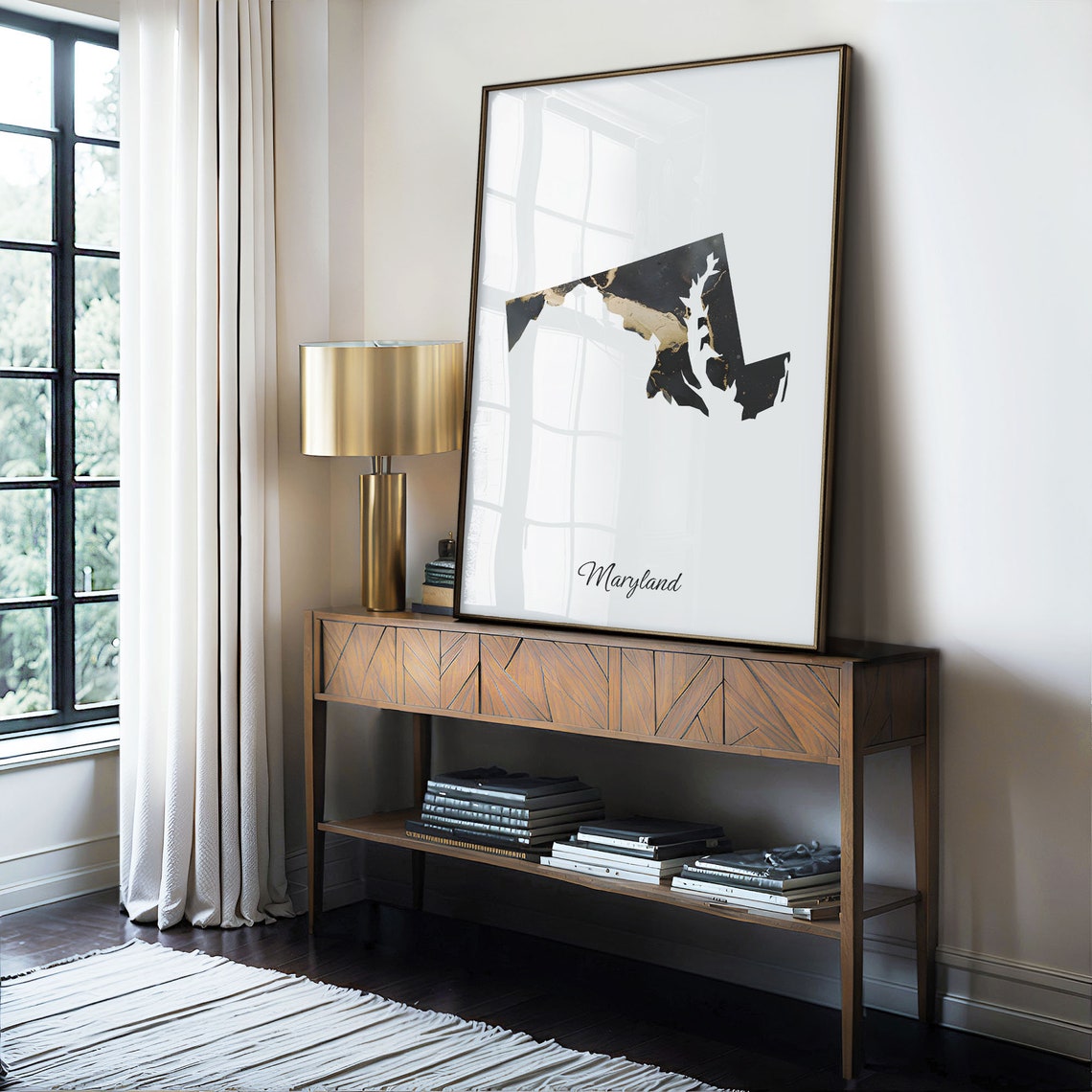 Maryland Black And Gold Marble Map Minimalist Elegant Art Poster - Image 4