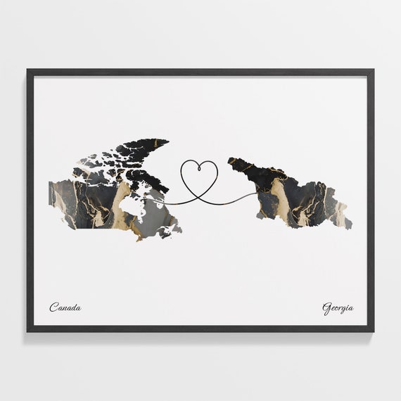 Canada To Georgia Print Gambian Gift Marble Two Countries Map Poster Travel Art Adventure Awaits Map C22 662