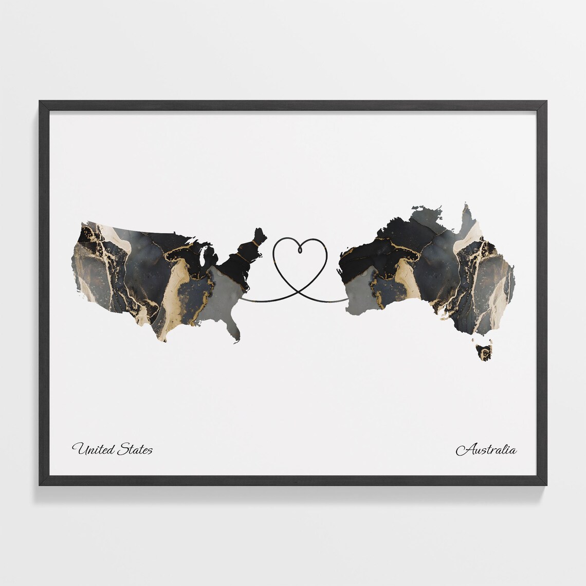 USA to Australia Map Poster, Travel Gift