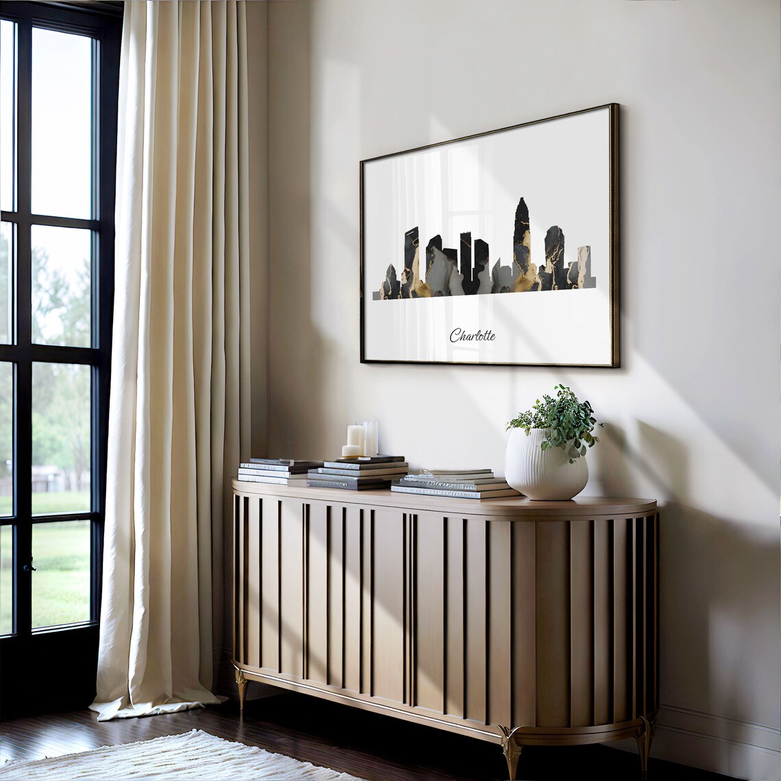 Charlotte Skyline Print, Marble Cityscape Poster - Image 4