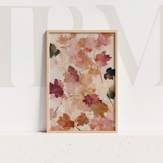 Abstract Autumn Leaves Painting Warm Fall Foliage Print