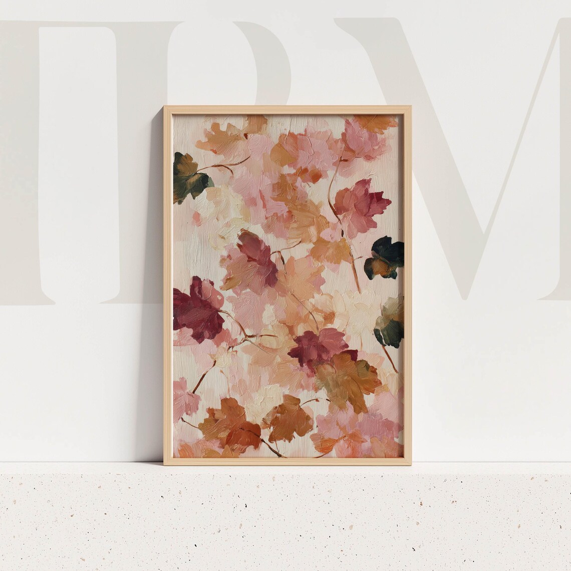Abstract Autumn Leaves Painting Warm Fall Foliage Print