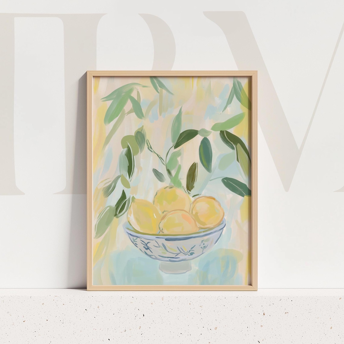 Soft Sunlit Bowl of Lemons Watercolor Still Life Painting Poster
