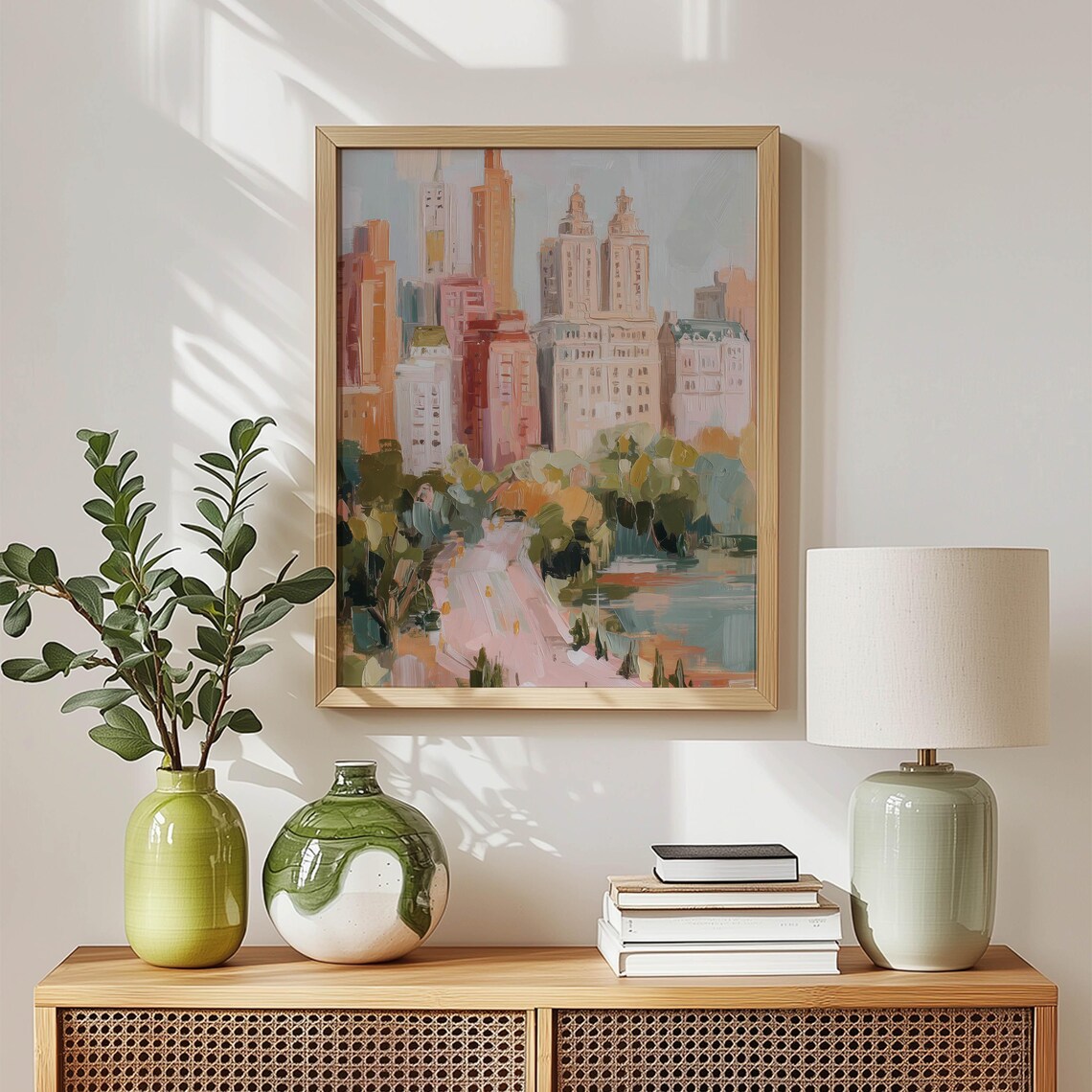 Central Park NYC City Skyline Art Print, Travel Poster