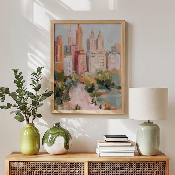 Central Park NYC City Skyline Art Print, Travel Poster
