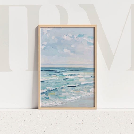 Ocean Waves Art Print, Coastal Seascape Painting