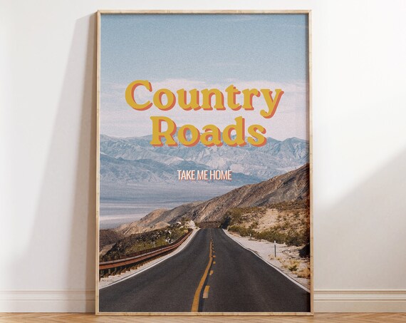 Retro Western Country Roads Poster Print