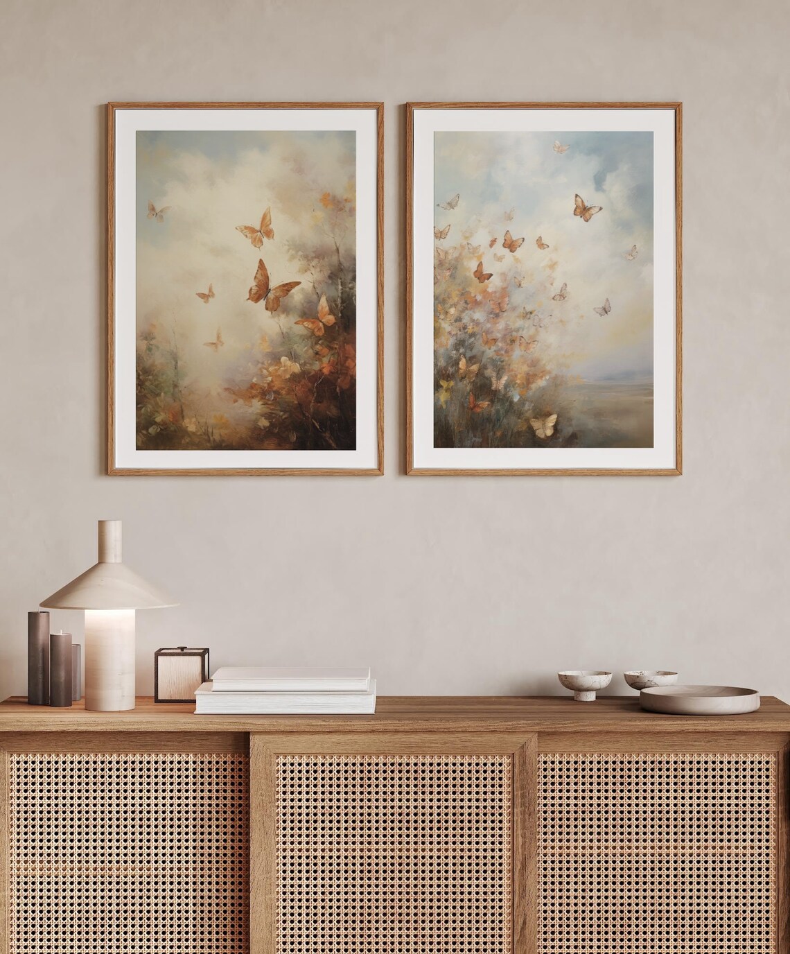 Butterflies Rising Into Soft Sky Vintage Dreamy Nature Poster - Image 3