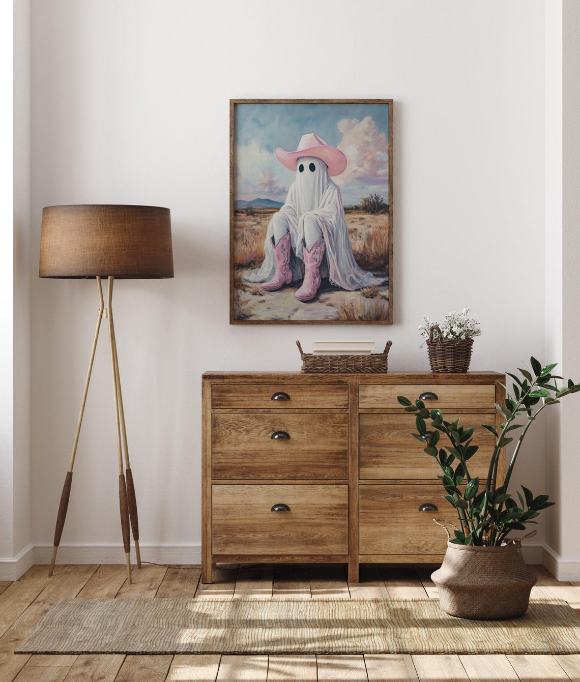 Cowboy Ghost With Pink Hat And Boots In The Desert Prairies Poster - Image 5