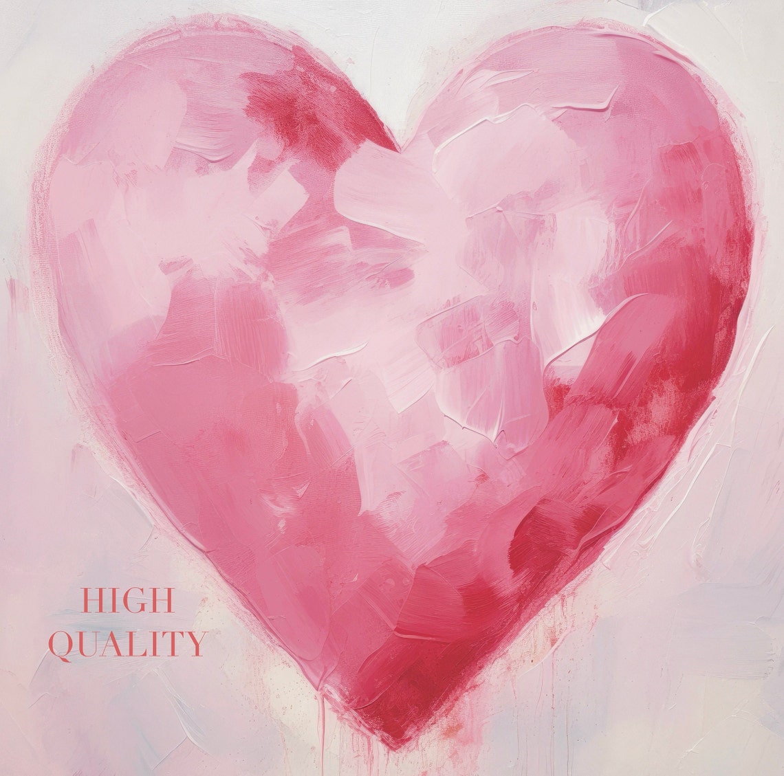 Large Pink Impasto Heart Soft Blush Romantic Valentine Poster - Image 6