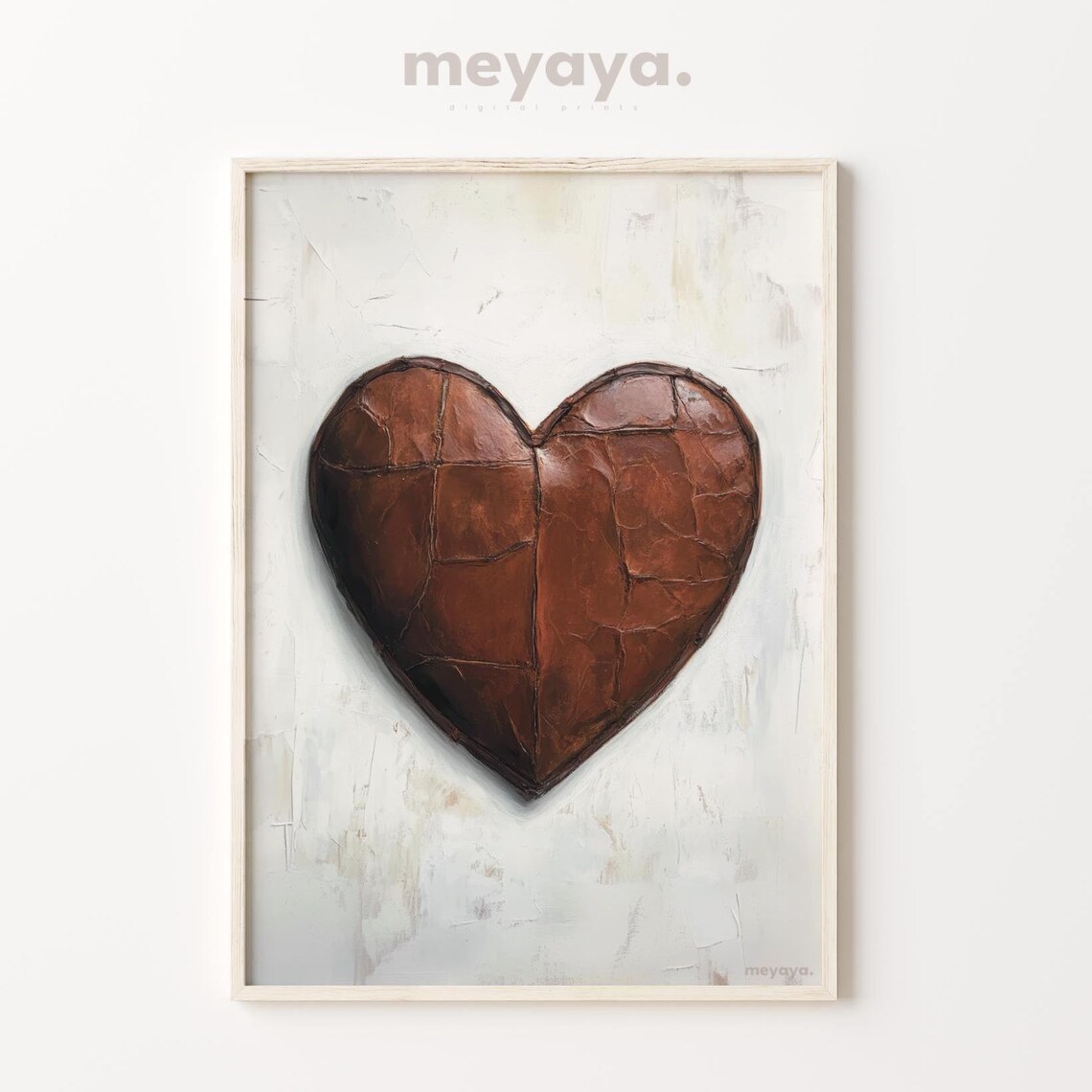 Brown Leather Heart Rustic Vintage Romantic Country Wall Print - Image 3