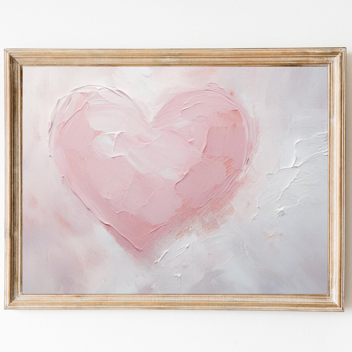 Valentines Day Pink Heart Vintage Art Print