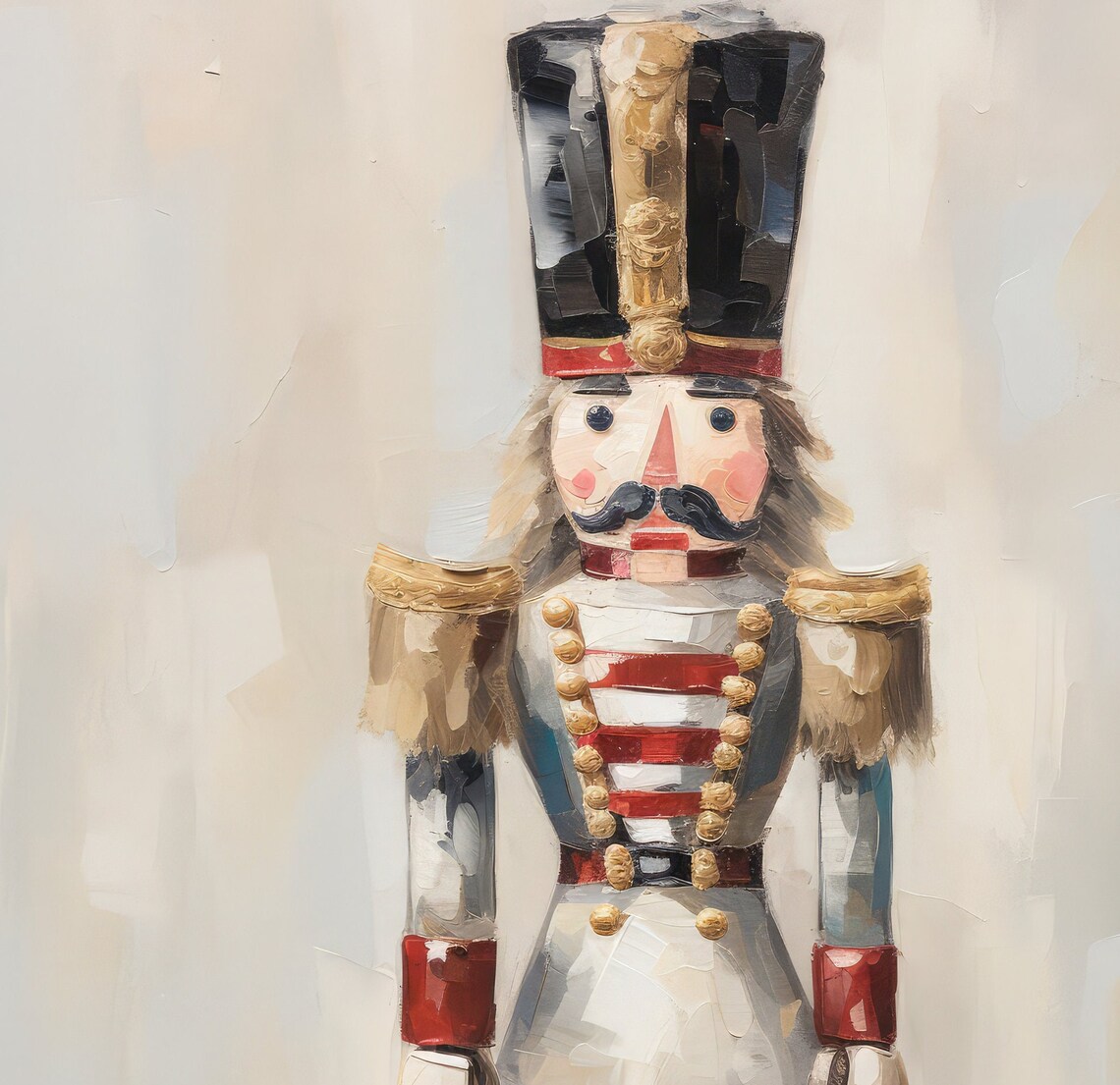Christmas Nutcracker Soldier Vintage Oil Painting Art Print - Image 3