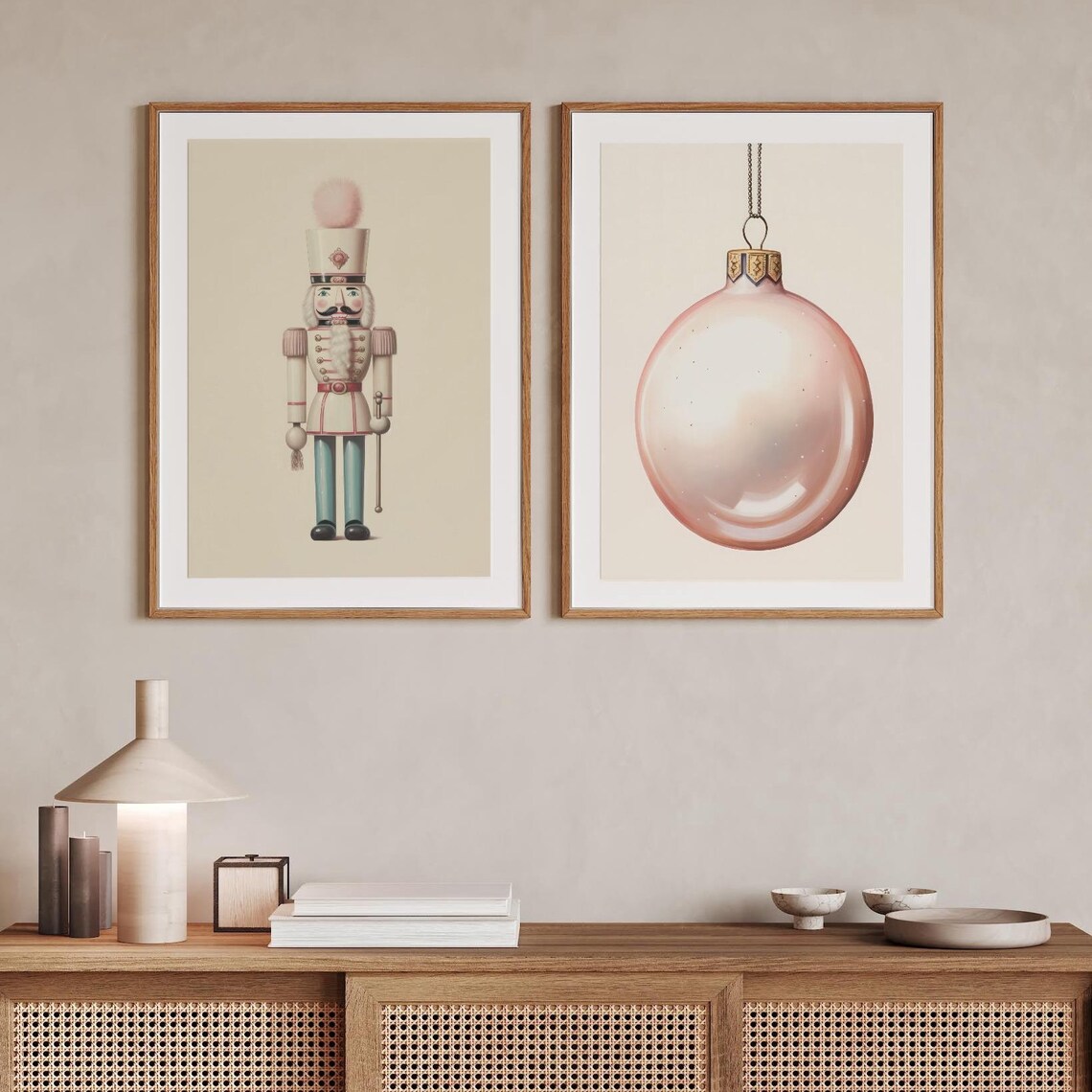 Cute Pastel Pink And White Nutcracker Soldier Christmas Holiday Poster - Image 2