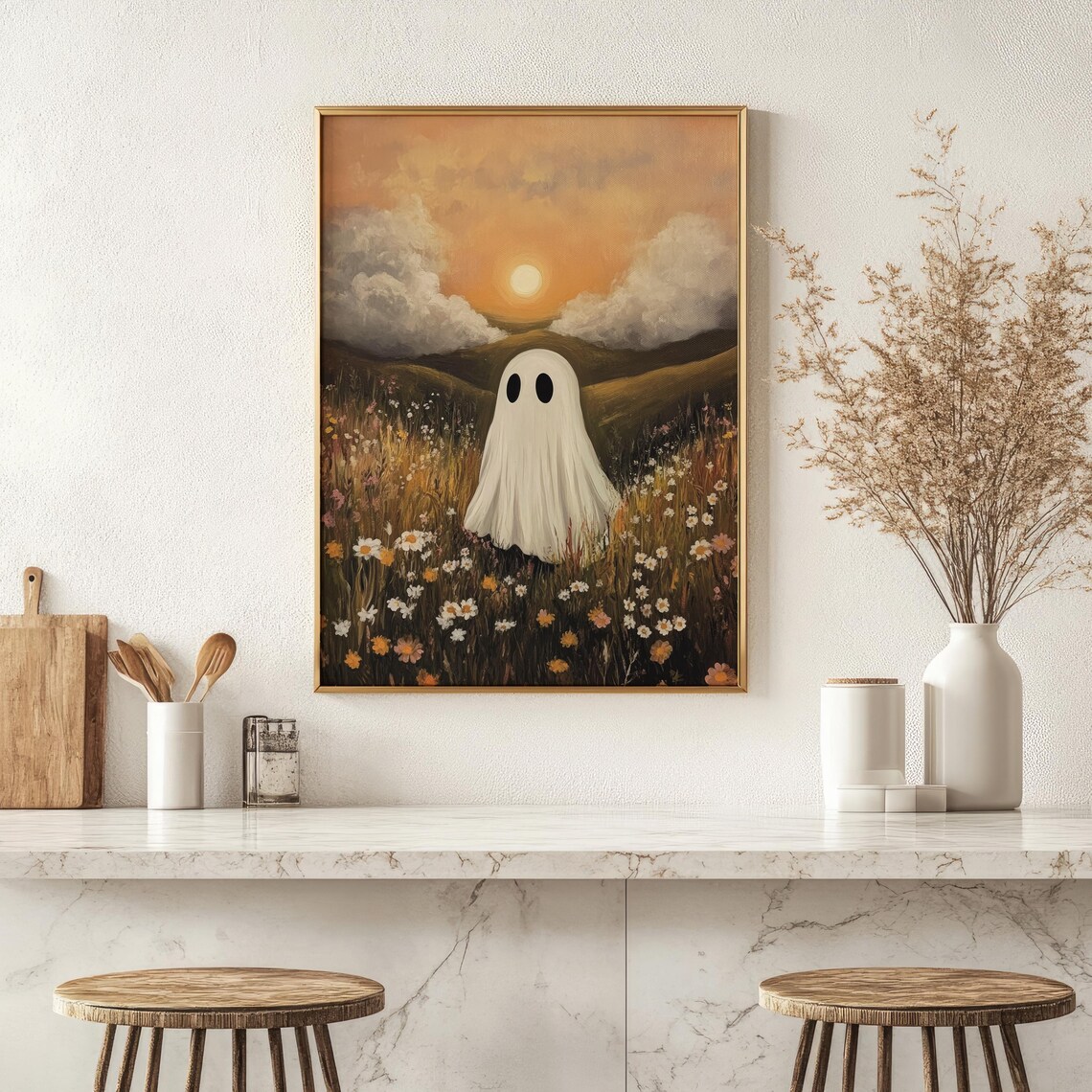 Wildflowers Meadow Print, Vintage Halloween Ghoul - Image 6