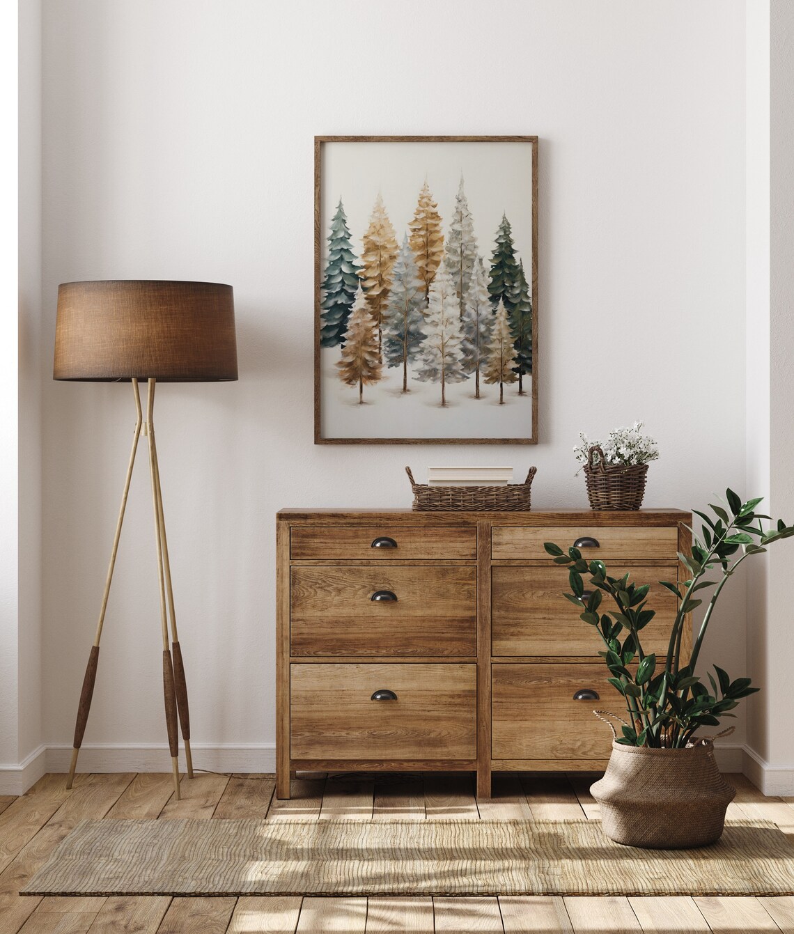 Rustic Winter Tree Art Print, Neutral Christmas Decor - Image 5