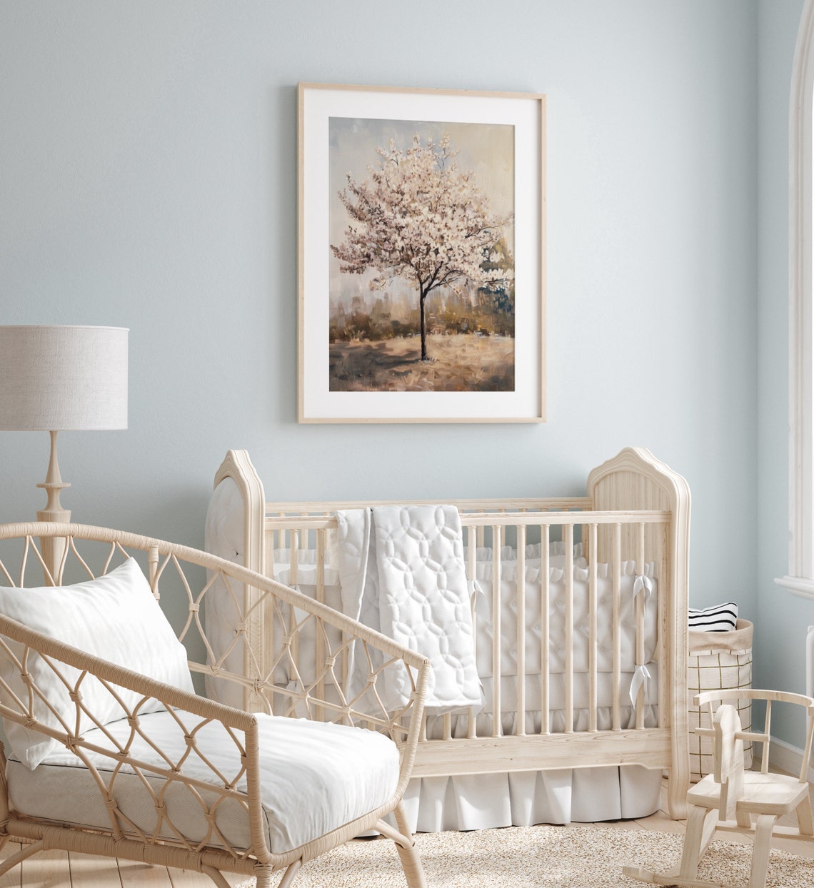 White Cherry Blossom Tree Spring Bloom Vintage Landscape Poster - Image 2