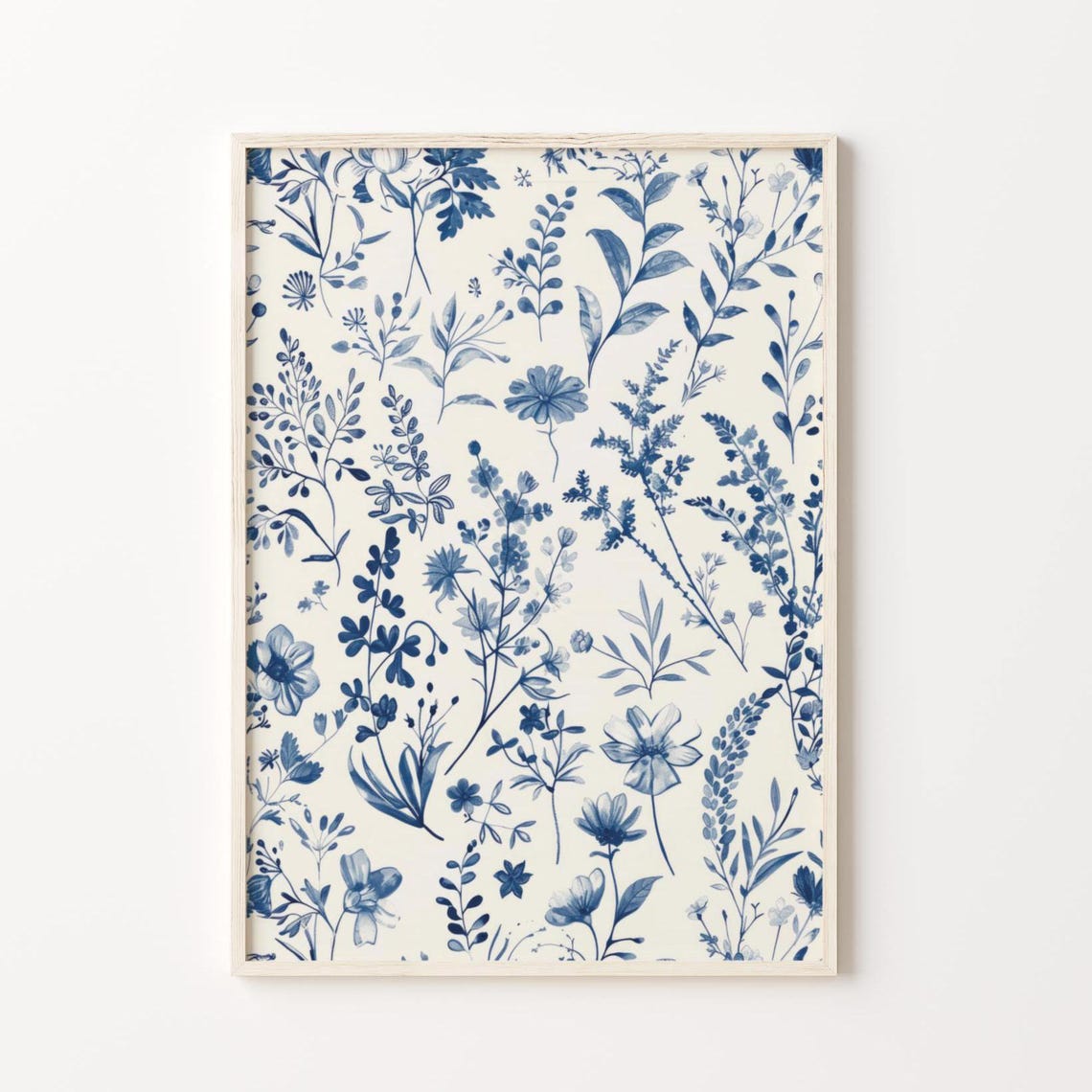 Blue And White Chinoiserie Botanical Floral Pattern Decor Poster - Image 5