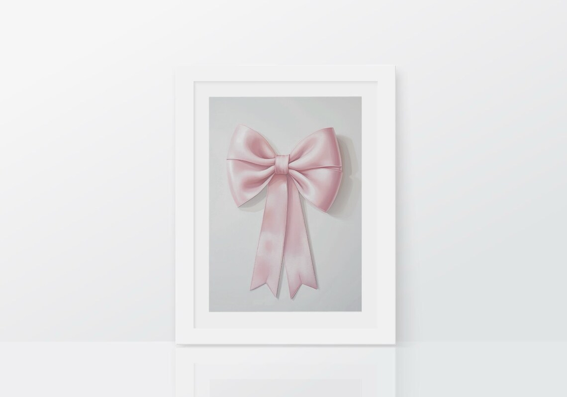 Large Pink Satin Bow Coquette Pastel Trendy Minimalist Poster - Image 2