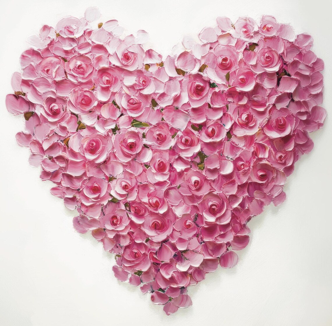 Pink Rose Heart Shape Flower Arrangement Romantic Wall Print - Image 6