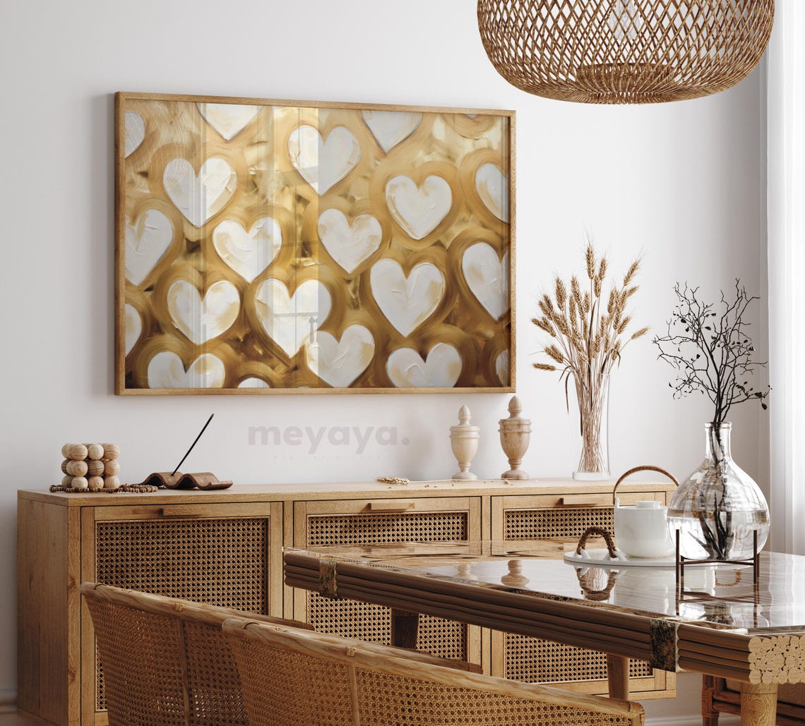 White Hearts Gold Leaf Swirl Luxe Textured Valentine Art Poster - Image 4