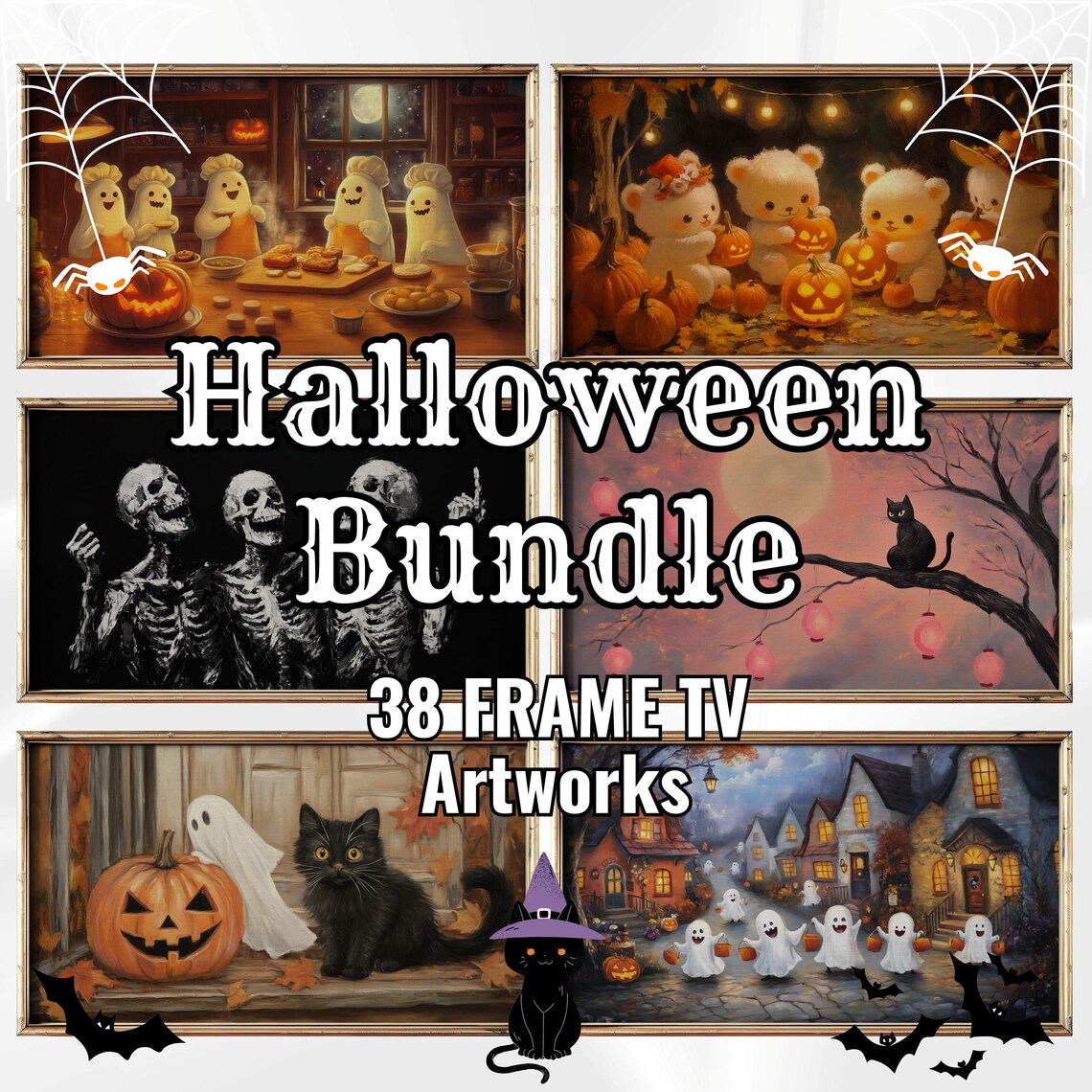 Halloween Bundle Collage 38 Spooky Vintage Scenes Digital Frame TV Art Poster