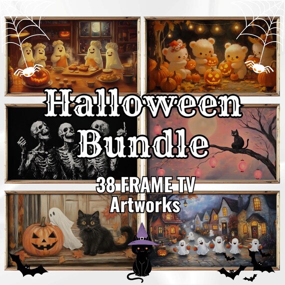 Halloween Bundle Collage 38 Spooky Vintage Scenes Digital Frame TV Art Poster