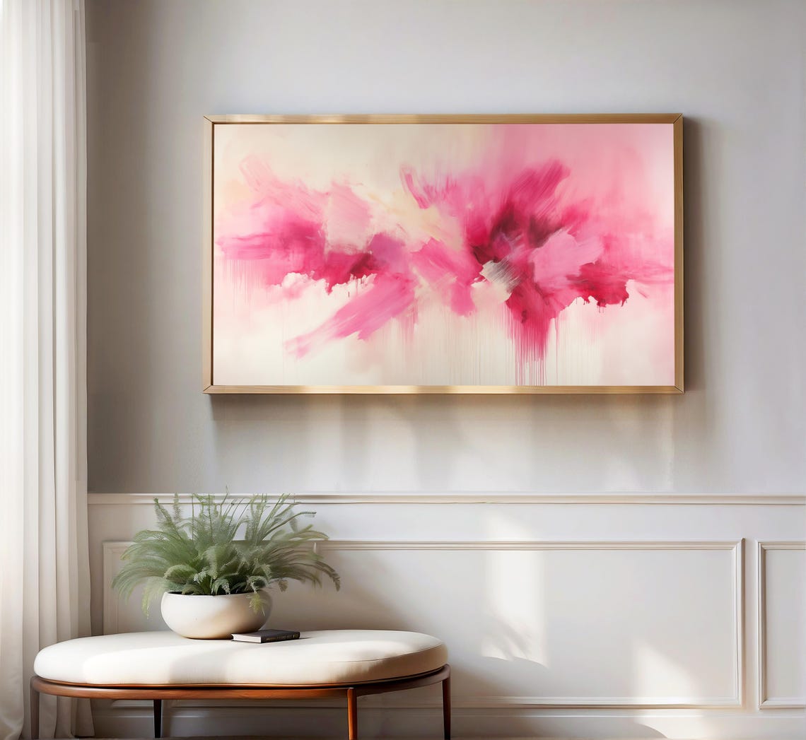 Pink Abstract Watercolor Splash Bold Magenta Drips Modern Art Poster - Image 3