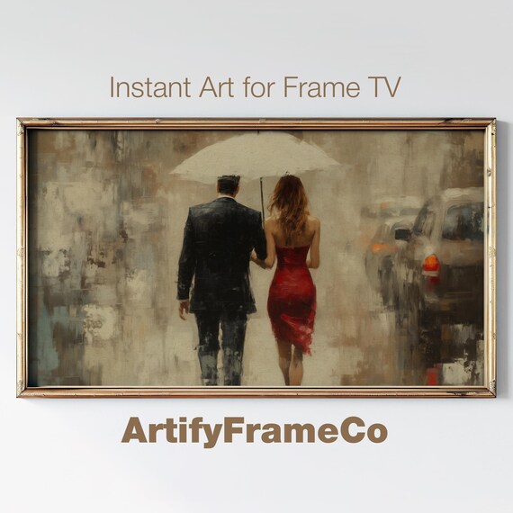 Valentines Day Frame Tv Art Romantic Retro Couple Cute Valentines Day Frame Tv Art Neutral Moody Vintage Oil Painting Tv0101