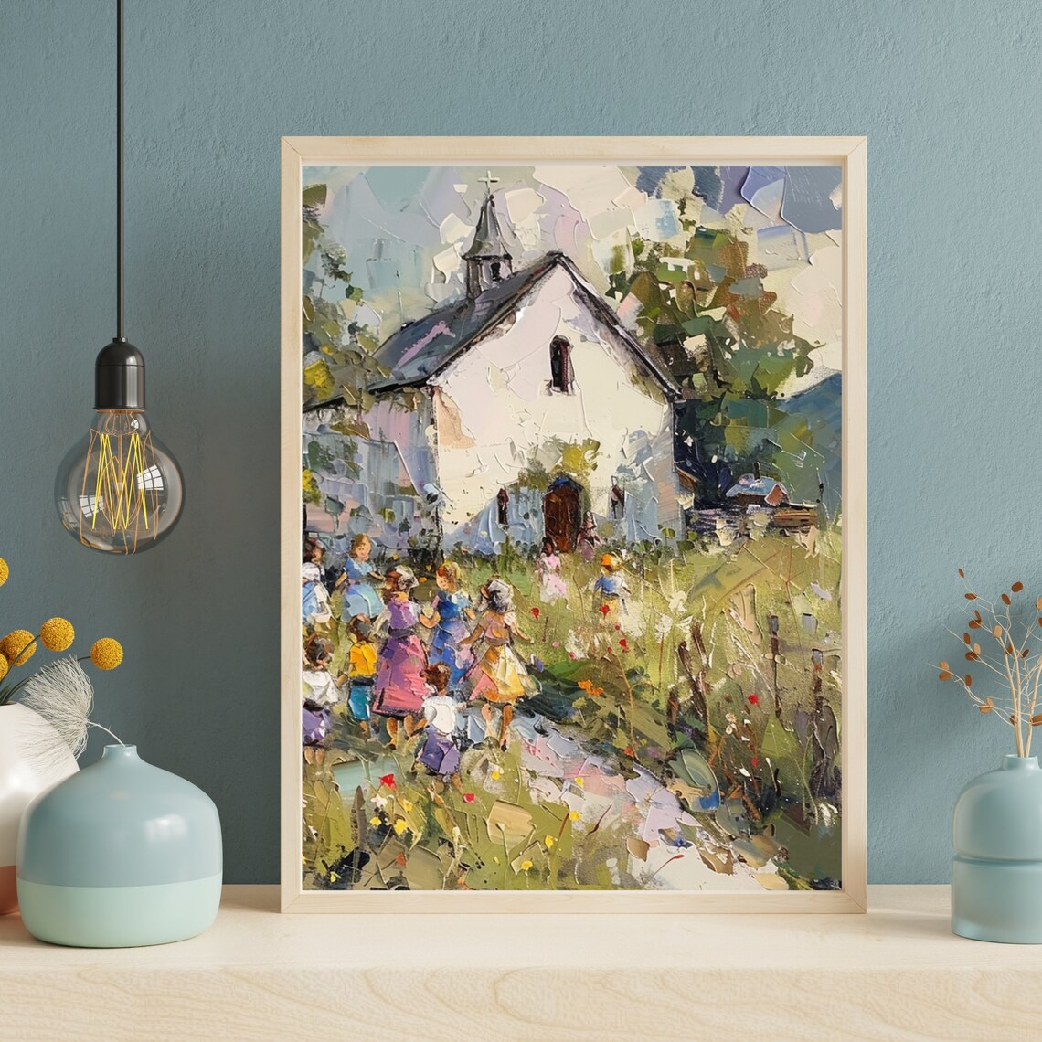 Vintage Church Print, Spring Landscape Wall Art - Image 3
