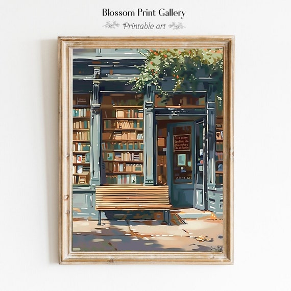 Bookshop Art Vintage English Bookstore Print Book Print Library Decor Book Lovers Gift Bookworm Art English Cottagecore 573
