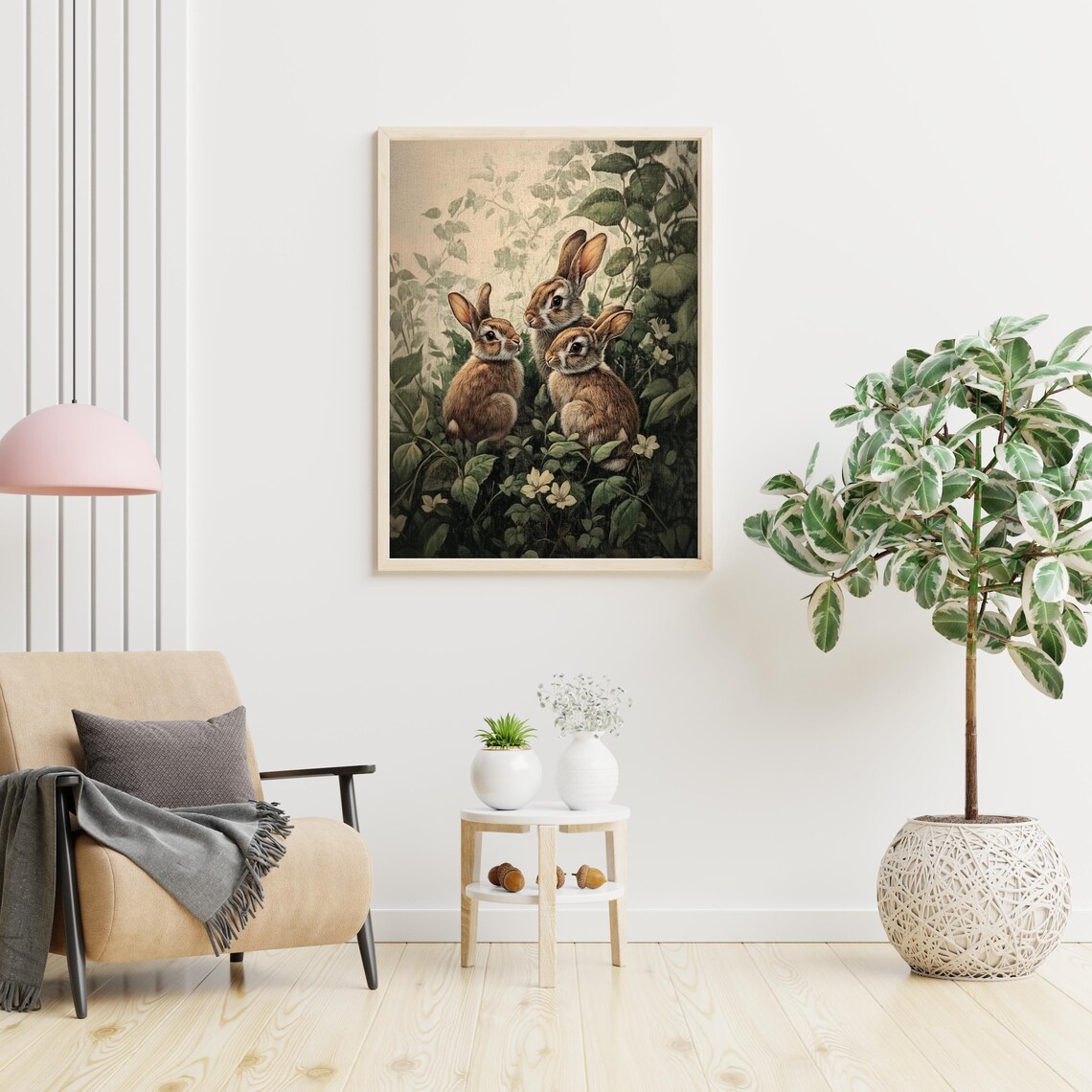 Vintage Style Bunny Painting, Rustic Hare Art - Image 2