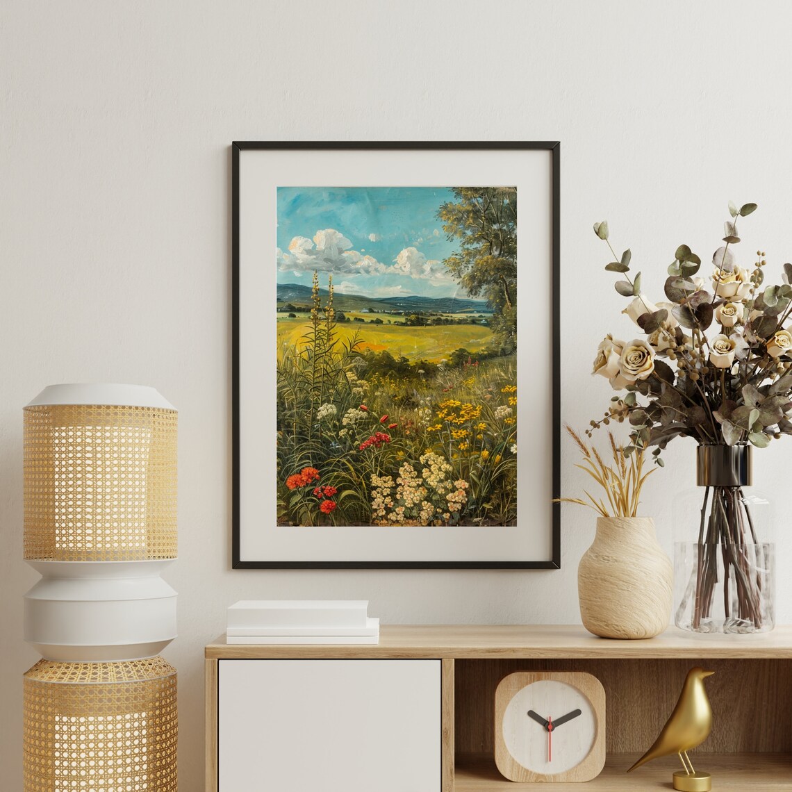 Wildflower Field Yellow Blooms Rolling Hills Big Sky Summer Meadow Poster - Image 6