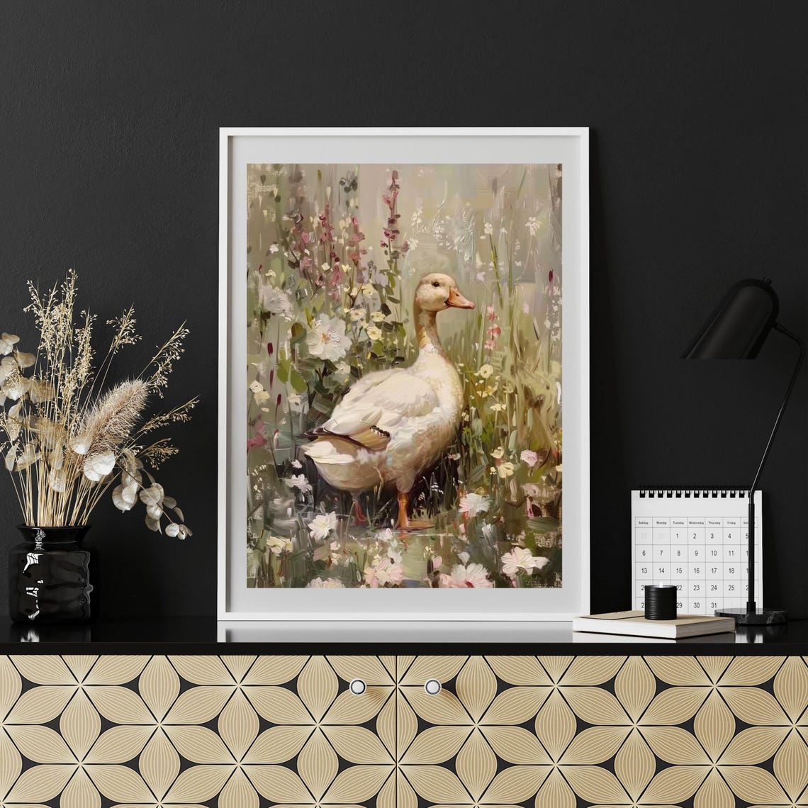 Goose Vintage Duck Wall Art Easter Print Farmhouse Decor Rustic Home Decor Spring Duck Art Neutral Moody Nature Wall Art 939 - Image 3