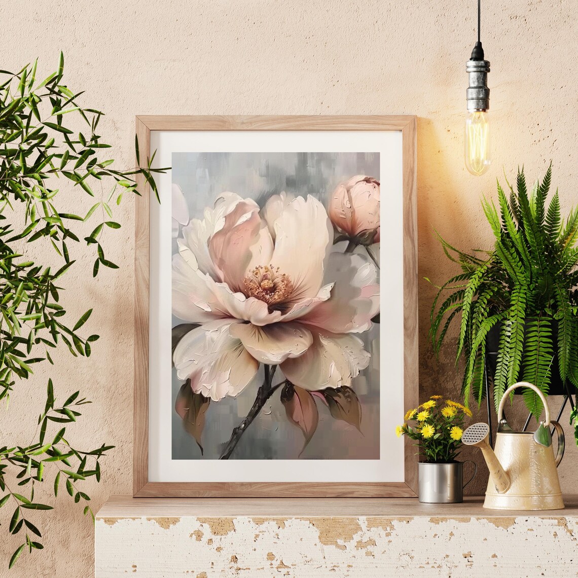 Vintage Flower Wall Art Vintage Print Botanical Oil Painting Muted Vintage Decor Farmhouse Decor Antique Art Wall Art 617 - Image 2
