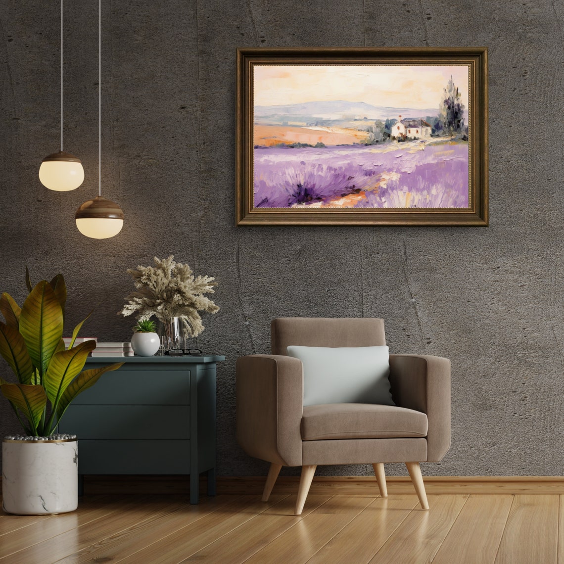Lavender Field Farmhouse Sunset Purple Floral Landscape Poster - Image 4