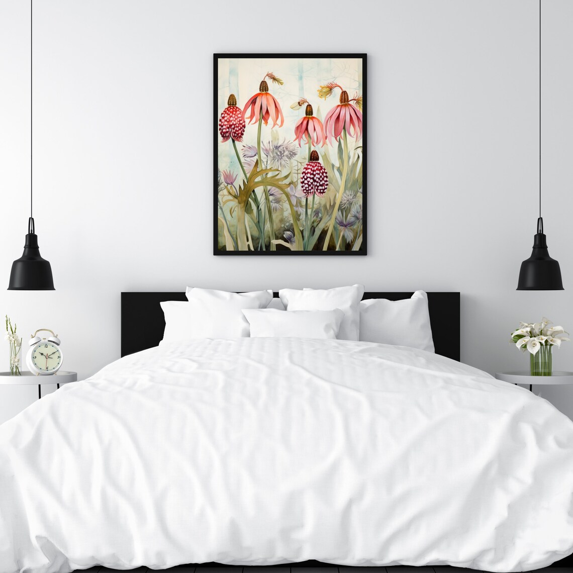 Pink Coneflowers Botanical Garden Watercolor Floral Art Poster - Image 6