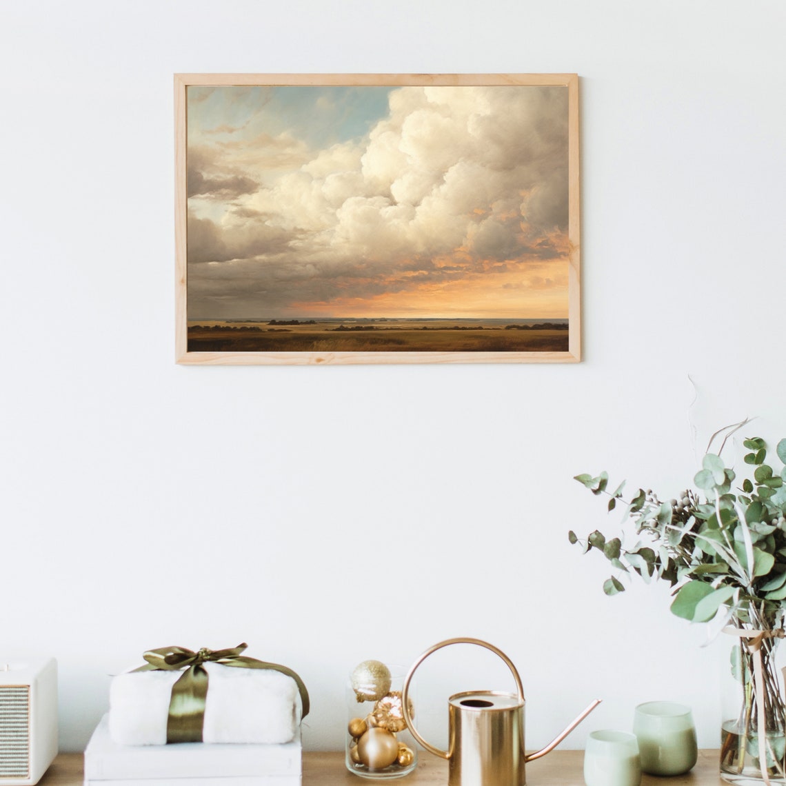 Golden Sunset Clouds Open Prairie Dramatic Sky Landscape Art Poster - Image 5