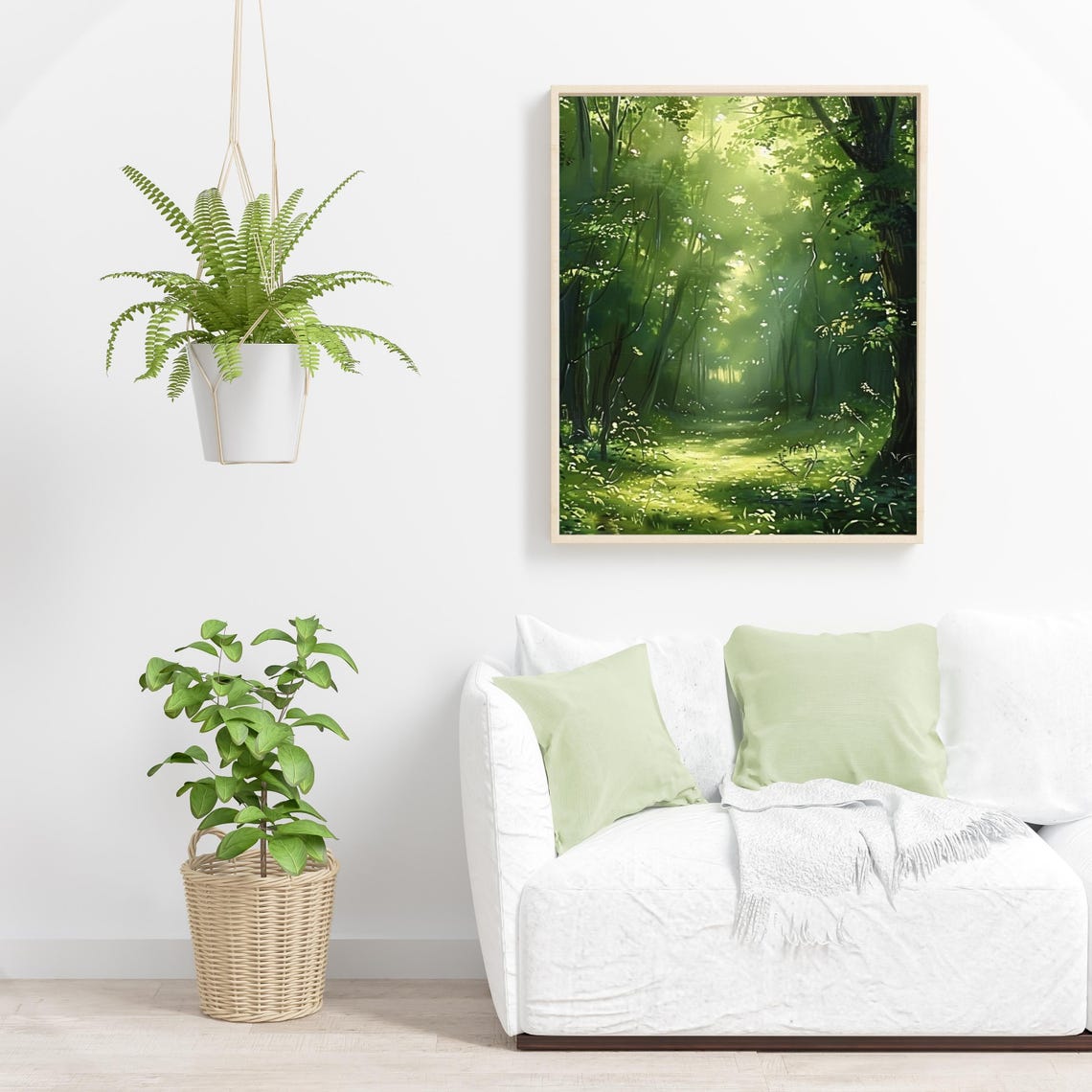 Sunlit Green Forest Light Through Trees Woodland Landscape Poster - Image 6