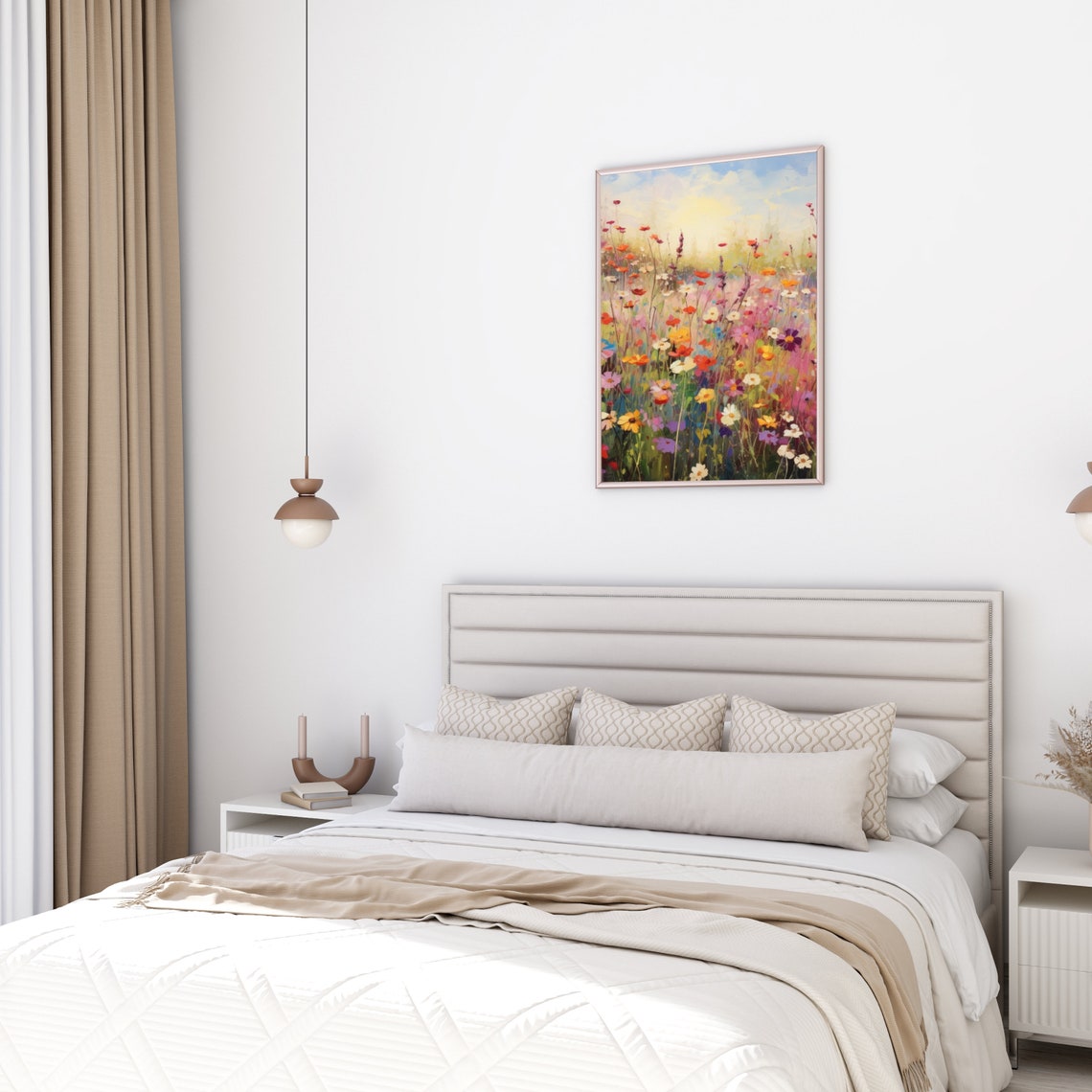 Vibrant Wildflower Field Sunset Impressionist Meadow Art Poster - Image 5