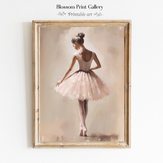 Elegant Ballerina Pink Tutu Back View Soft Ballet Painting Poster
