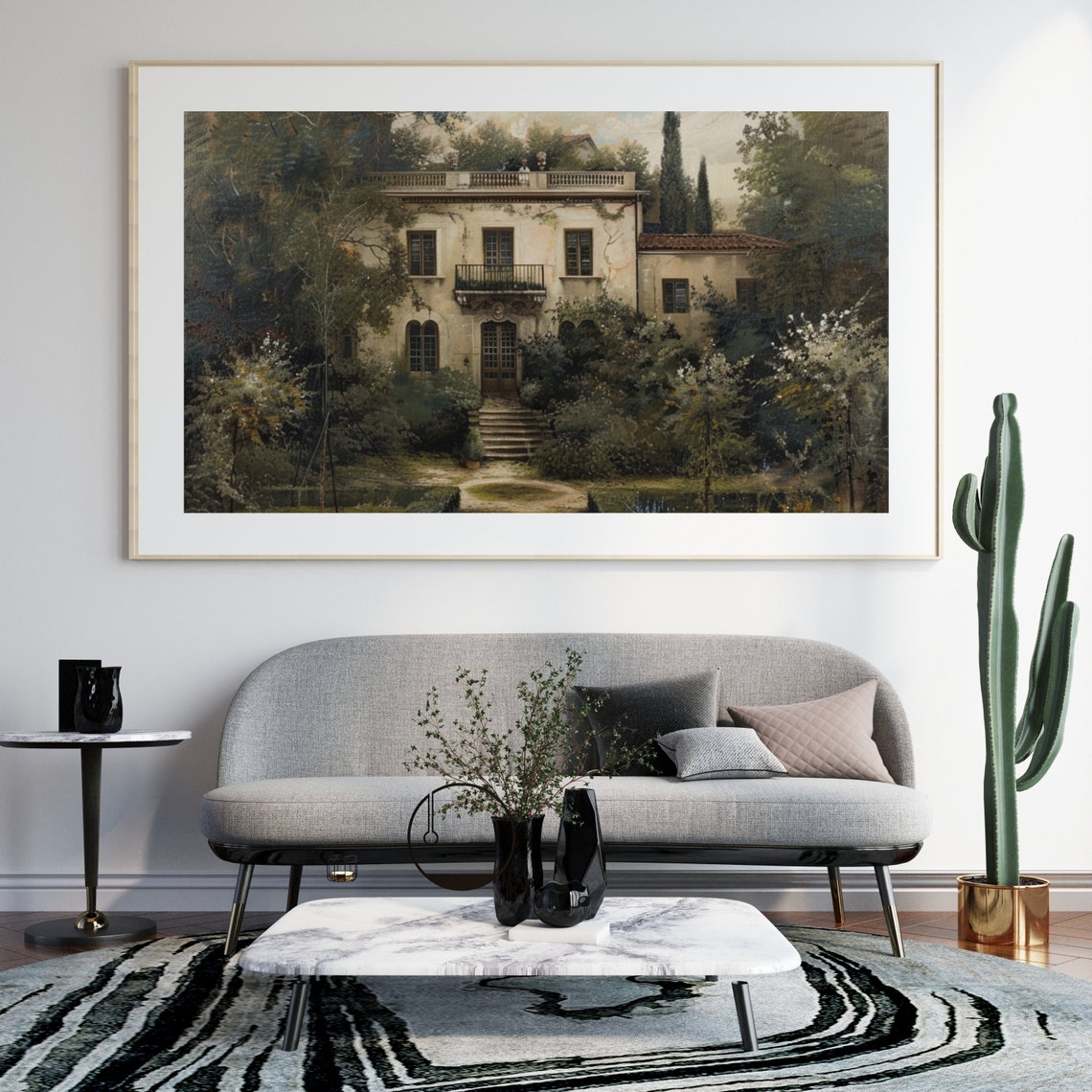 Old Italian Villa with Garden Moody Vintage Architecture Poster - Image 4