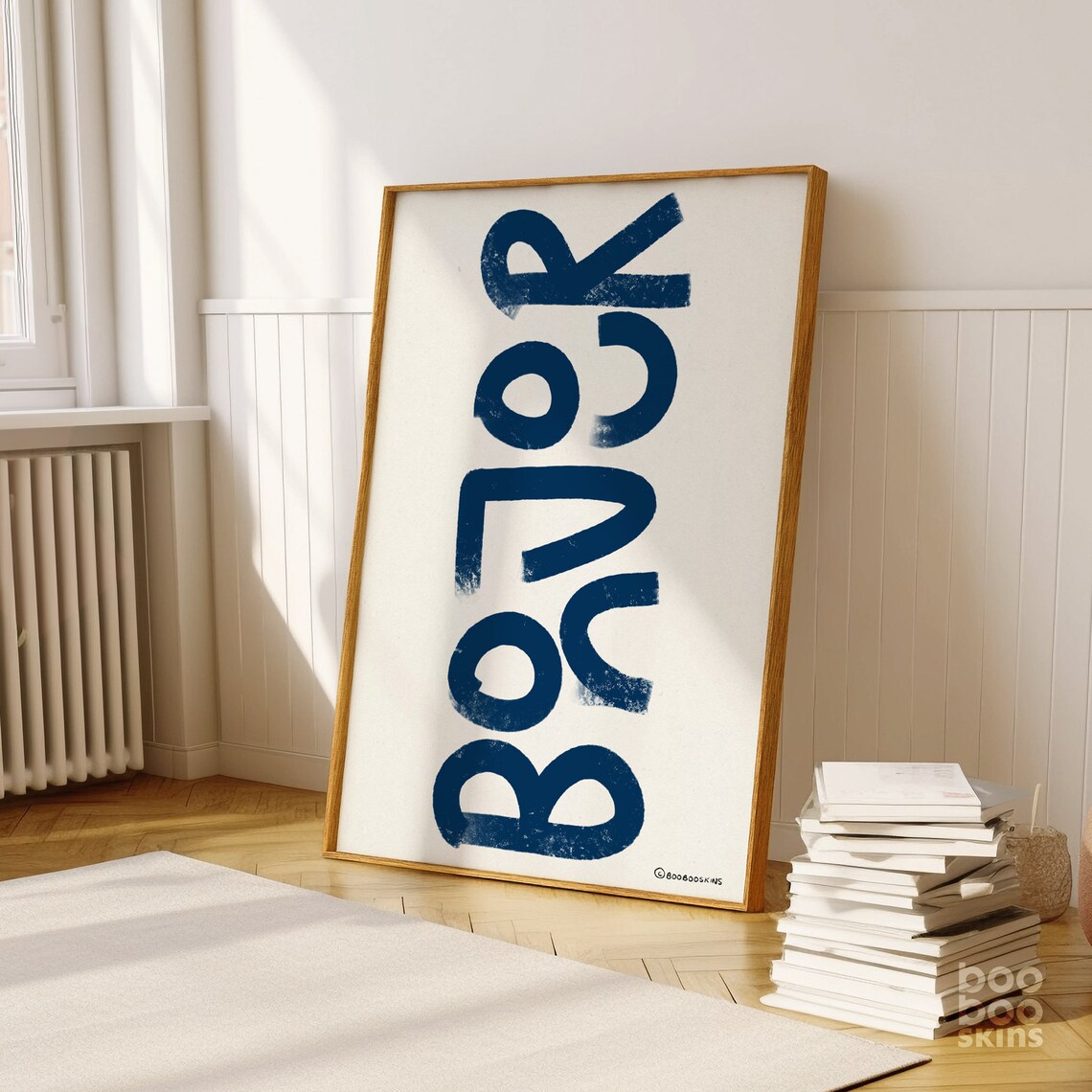 Bonjour Print, Midcentury Bistro Kitchen Art Print