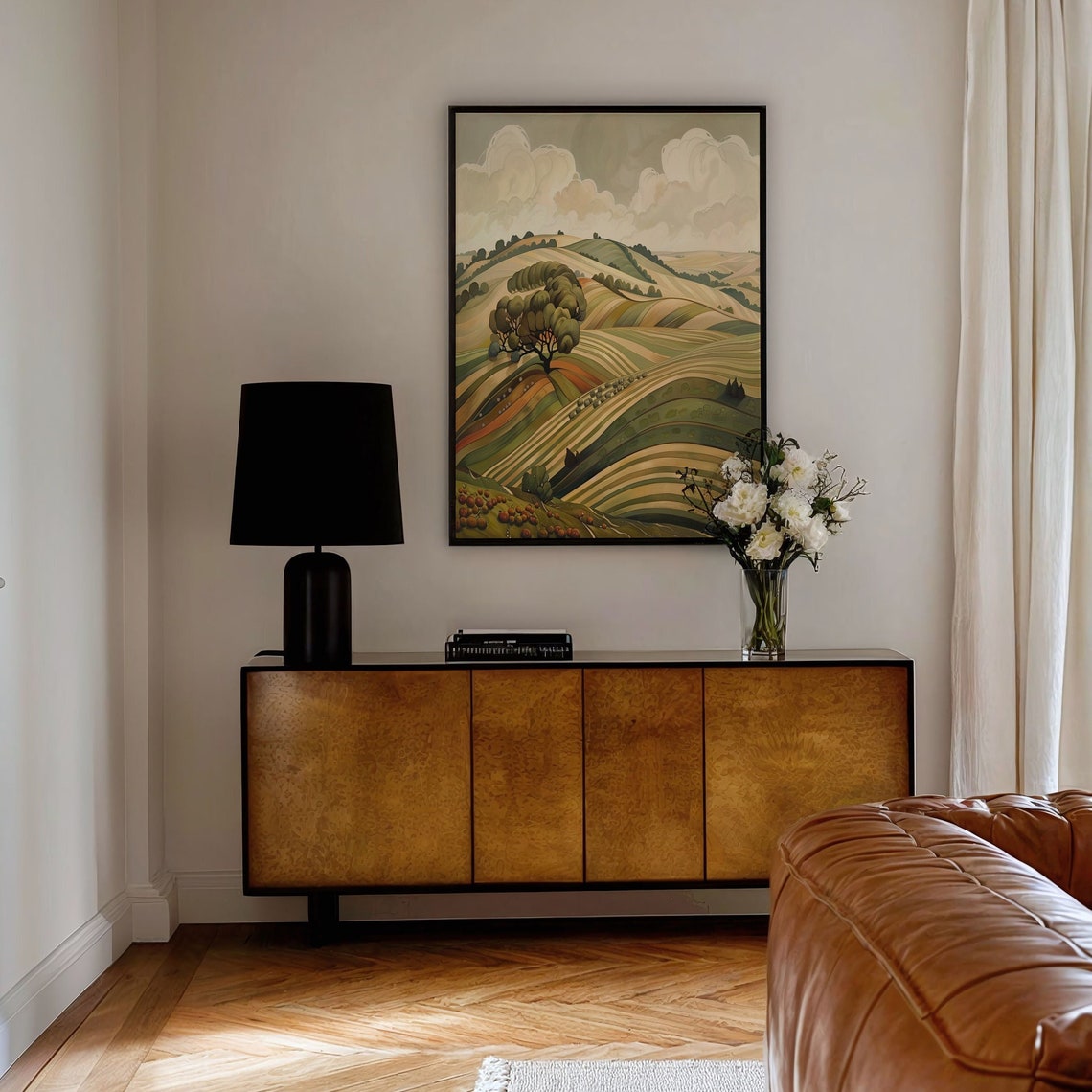Art Deco Rolling Hills Farmhouse Countryside Landscape Wall Art - Image 6