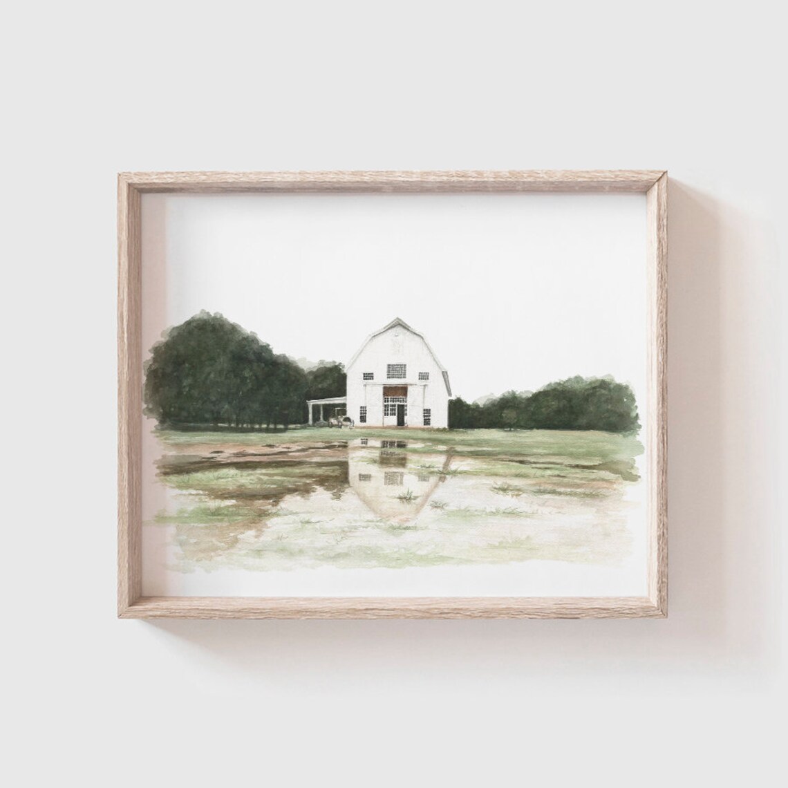 Barn No 8 Watercolor Art Print, Modern Farmhouse